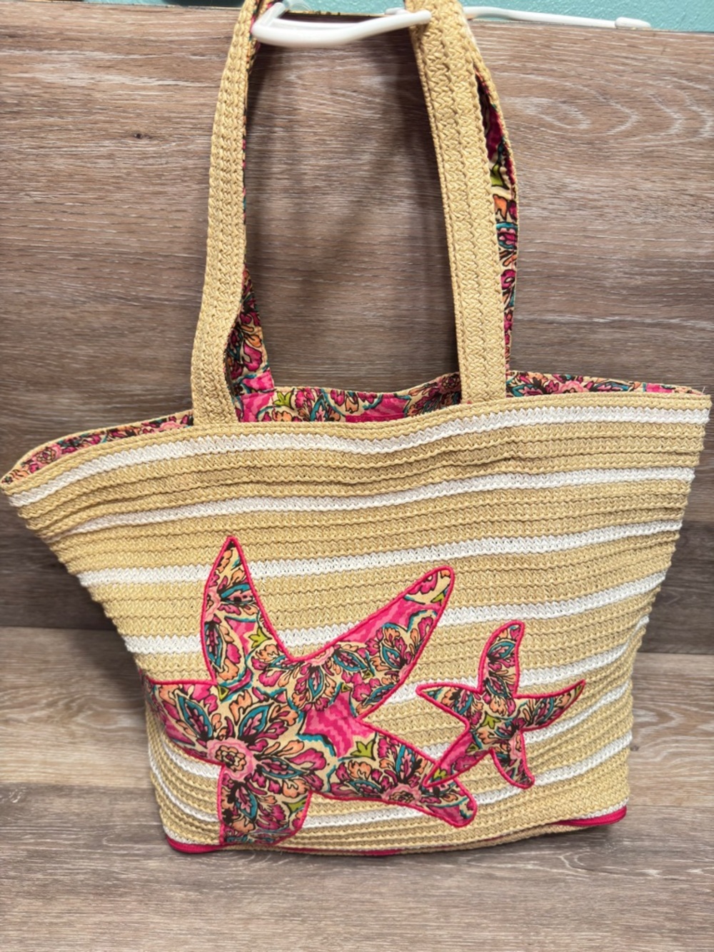 Vera Bradley Seashore beach bag sunburst floral starfish straw tote - Picture 2 of 13